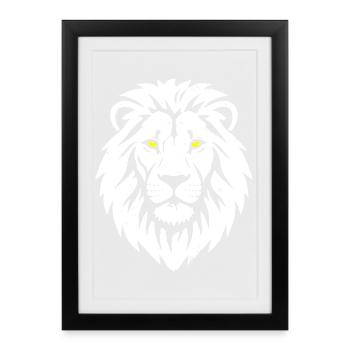 Lion Head Yellow Eyes Predator Vector - Framed poster (27 × 37 cm) - black - Front