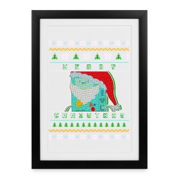 Joyeux Noël Pixel Santa « Pull de Noël moche » - Affiche encadrée (27 × 37 cm) - noir - Devant
