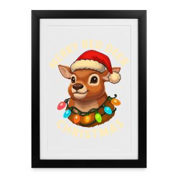 Cerfs pour chasseurs de Noël Cadeaux de cerfs - Affiche encadrée (27 × 37 cm) - noir - Devant