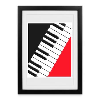 Art d’affiche clavier de piano - Affiche encadrée (27 × 37 cm) - noir - Devant