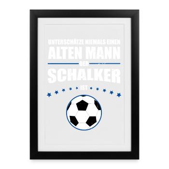 Alter Mann - Schalker Geschenk | Retro Vintage - Gerahmtes Poster (27 × 37 cm) - Schwarz - Vorne