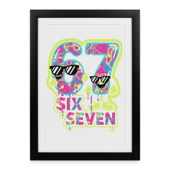 Kids Meme 67 Six Seven 6 7 Italian meme - Framed poster (27 × 37 cm) - black - Front