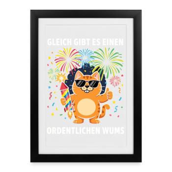 Funny Cats New Year's Eve 2026 Cute Gift - Framed poster (27 × 37 cm) - black - Front