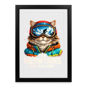 Snowboard Ski Geschenk Herren Damen Kinder Lustig - Gerahmtes Poster (27 × 37 cm) - Schwarz - Vorne