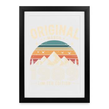 Vintage Born in March 1989 Original 37 years ago - Framed poster (27 × 37 cm) - black - Front
