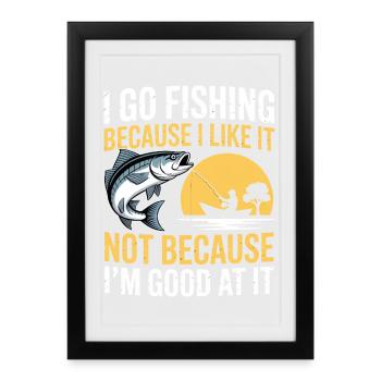 Go Fishing Quote Sunset Tee - Framed poster (27 × 37 cm) - black - Front