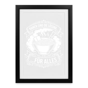 Ramen is the solution - Framed poster (27 × 37 cm) - black - Front