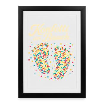 Grossesse enceinte de confettis de carnaval - Affiche encadrée (27 × 37 cm) - noir - Devant