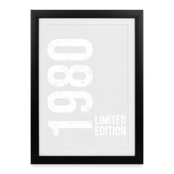 46e anniversaire Homme Femme 46 ans 1980 Anniversaire - Affiche encadrée (27 × 37 cm) - noir - Devant
