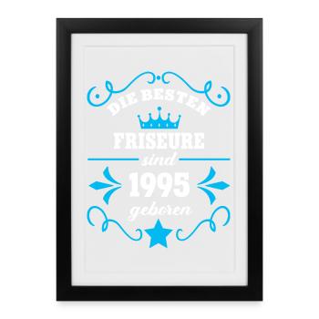 Coiffeur Anniversaire Né en 1995 Collègues Coiffeur - Affiche encadrée (27 × 37 cm) - noir - Devant