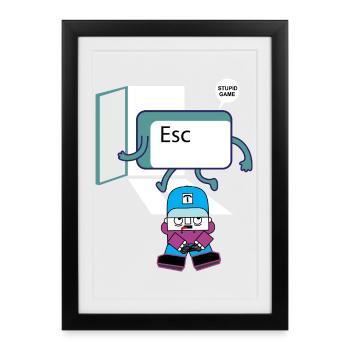 Escape Key Hero Retro Gamer Keycap - Framed poster (27 × 37 cm) - black - Front