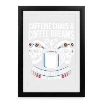 Coffee Mayhem Skulls Morning Junkie Design - Framed poster (27 × 37 cm) - black - Front