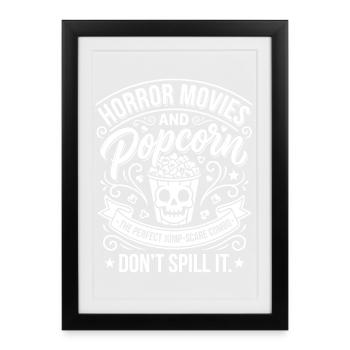 Films d’horreur Crâne de popcorn - Affiche encadrée (27 × 37 cm) - noir - Devant