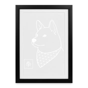 SHIBA Shiba - Japanese Asanoha Bandana Pup - Framed poster (27 × 37 cm) - black - Front