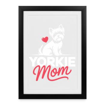 Illustration du cœur Yorkie Mom - Affiche encadrée (27 × 37 cm) - noir - Devant