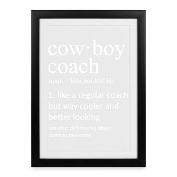 Définition de coach cowboy cadeau drôle de western de rodéo - Affiche encadrée (27 × 37 cm) - noir - Devant