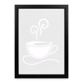 Kaffeetasse Skizzenlinie Dampf - Gerahmtes Poster (27 × 37 cm) - Schwarz - Vorne
