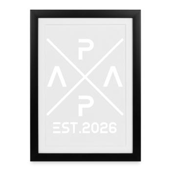 Bientôt cadeau surprise papa 2026 - Affiche encadrée (27 × 37 cm) - noir - Devant