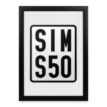 Simson S50 Moped Kennzeichen - Gerahmtes Poster (27 × 37 cm) - Schwarz - Vorne