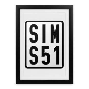 Simson S51 Moped License Plate - Framed poster (27 × 37 cm) - black - Front