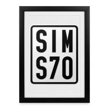 Simson S70 Moped License Plate - Framed poster (27 × 37 cm) - black - Front