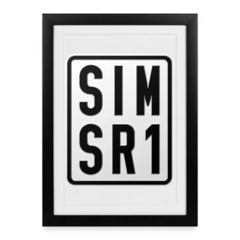 Simson SR1 Moped License Plate - Framed poster (27 × 37 cm) - black - Front