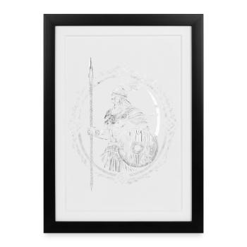 Shield Wall Warrior - Viking Norseman with Spear - Framed poster (27 × 37 cm) - black - Front
