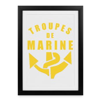 Emblème Troupes de Marine Jaune - Affiche encadrée (27 × 37 cm) - noir - Devant