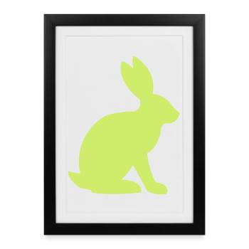 Silhouette de lapin - Affiche encadrée (27 × 37 cm) - noir - Devant