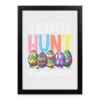 Joyeuse Pâques, douce chasse aux œufs du lapin, œufs de Pâques - Affiche encadrée (27 × 37 cm) - noir - Devant