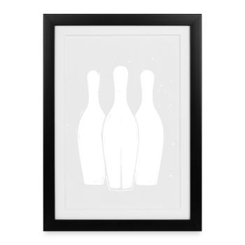 Quilles de bowling - Affiche encadrée (27 × 37 cm) - noir - Devant