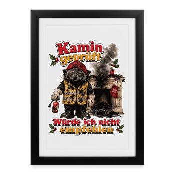 Kamin geprüft, Würde ich nicht empfehlen - Gerahmtes Poster (27 × 37 cm) - Schwarz - Vorne