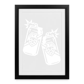Beer Can Hops Can Beer - Affiche encadrée (27 × 37 cm) - noir - Devant