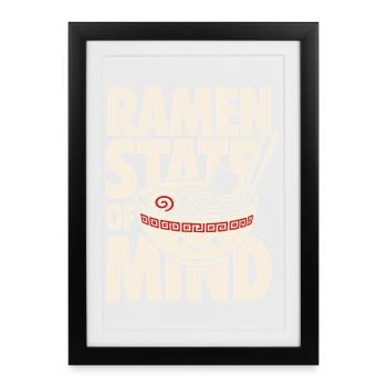 Ramen State Of Mind Kawaii Motiv - Gerahmtes Poster (27 × 37 cm) - Schwarz - Vorne