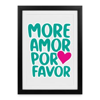 More Cupid Por Favor Heart Design - Framed poster (27 × 37 cm) - black - Front