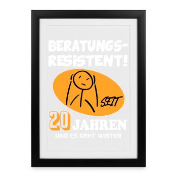 Comic Geburtstag 20 Jahre Happy Birthday - Gerahmtes Poster (27 × 37 cm) - Schwarz - Vorne