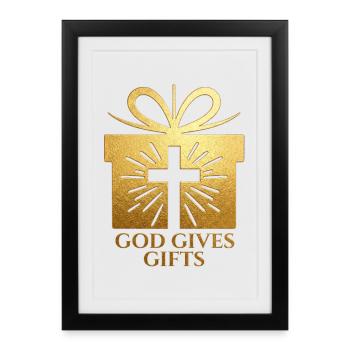 Dieu offre des cadeaux - or - Affiche encadrée (27 × 37 cm) - noir - Devant