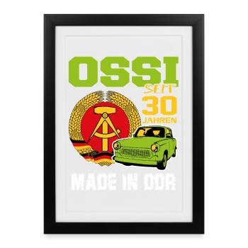 Geburtstag DDR Ossi Ost Produkt 30 Jahre - Gerahmtes Poster (27 × 37 cm) - Schwarz - Vorne