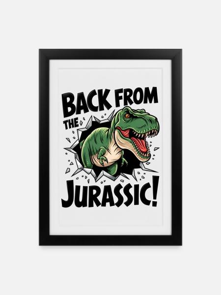 Zurück vom Jurassic T-Rex - Gerahmtes Poster (27 × 37 cm) - Schwarz
