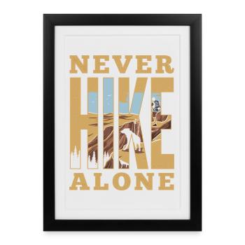 Mountains - Never Hike Alone - Framed poster (27 × 37 cm) - black - Front