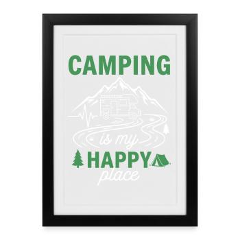 Camping is My Happy Place - Framed poster (27 × 37 cm) - black - Front