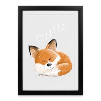 Fox sleeping - dream - dreams - foxes - Framed poster (27 × 37 cm) - black - Front