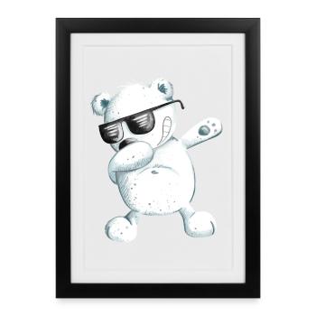 Dabbender Ours polaire I Dab Dance Animaux I Dabbing Bear - Affiche encadrée (27 × 37 cm) - noir - Devant