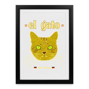 Le chat en espagnol - Affiche encadrée (27 × 37 cm) - noir - Devant