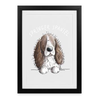 English Springer Spaniel I Comic Dog Gift - Framed poster (27 × 37 cm) - black - Front