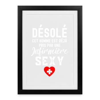 Cet homme est déjà pris par une infirmière sexy - Affiche encadrée (27 × 37 cm) - noir - Devant