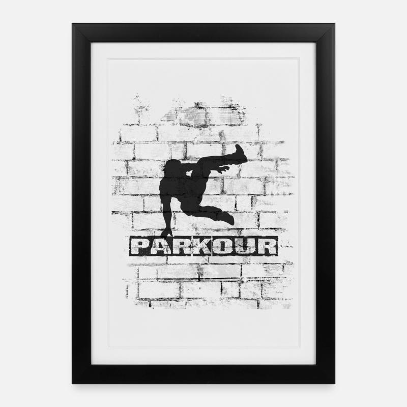 Parkour - Gerahmtes Poster (27 × 37 cm) - Schwarz