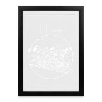Steam train in winter magic - Framed poster (27 × 37 cm) - black - Front
