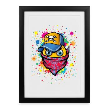 Mask and graffitis - Framed poster (27 × 37 cm) - black - Front