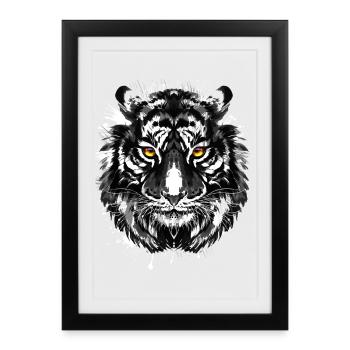 Retro Tiger - Cat - Beautiful Eyes - Framed poster (27 × 37 cm) - black - Front